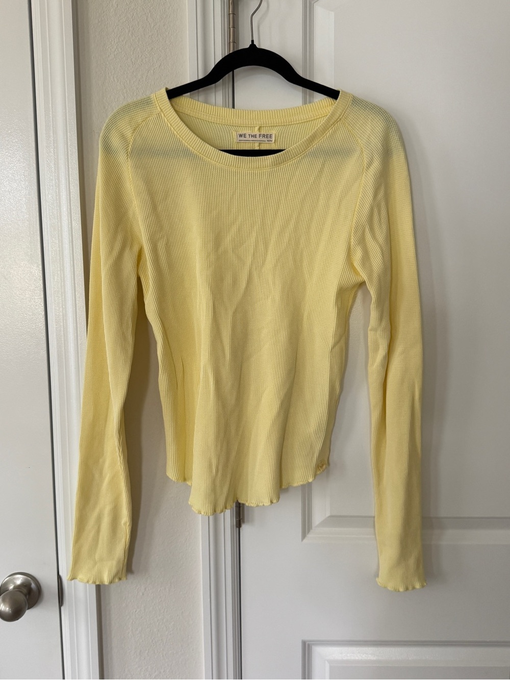 We The Free Yellow waffle Long-Sleeve Top